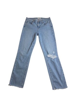 PAIGE Kylie Crop Clare Distressed Raw Hem Jeans Light Wash Size 29